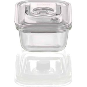 CASO VacuBoxx EM - hoekig 600 ml - extreem stabiele vacuümcontainer van borosilicaatglas, BPA-vrij, hittebestendig, vaatwasmachinebestendig, vriesbestendig, smaakneutraal, nauwkeurige datuminstelling