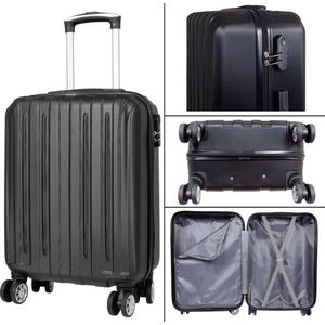 Handbagage koffer - Reiskoffer trolley - Lichtgewicht koffers met slot op wielen - Stevig ABS - 38 Liter - Dallas - Zwart - Travelsuitcase - S