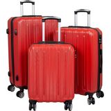 Trendyshop365 Dallas Reiskoffer en koffer met 4 wielen, cijferslot, rood, kofferset 3-delig, kofferset, Rood, Kofferset