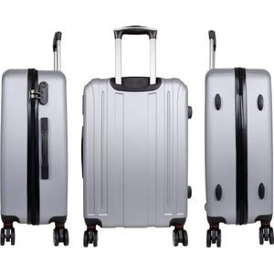 Reiskoffer - Koffer met TSA slot - Reiskoffer op wielen - Stevig ABS - 95 Liter - Dallas - Zilver - Travelsuitcase - L