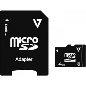 V7 VAMSDH4GCL4R-2E Micro-SDHC 4GB Class 4 geheugenkaart