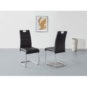 Apollo Flora, set van 2 schommelstoelen, keukenstoel, kunstleer, zwart, verzonken greep, verchroomd metalen frame, 42 x 57 x 98 cm