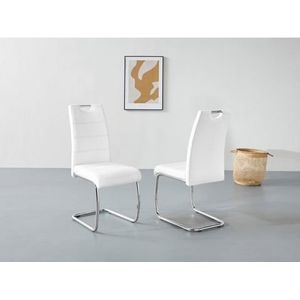 Apollo Flora, set van 2 schommelstoelen, keukenstoel, kunstleer, wit, verzonken greep, verchroomd metalen frame, 42 x 57 x 98 cm