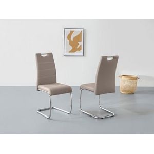 Apollo Flora, set van 2 schommelstoelen, keukenstoel, kunstleer cappuccino, verzonken greep, verchroomd metalen frame, 42x57x98 cm