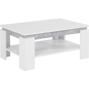 Apollo Salontafel Tim, houten materiaal met melaminecoating, gekleurde tafelkrans, wit/betonlook, grote plank, 90 x 60 x 41 cm