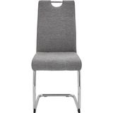 Set van 4 schommelstoelen Alina geweven stof grijs, metalen frame chroom, rugleuning met handvat