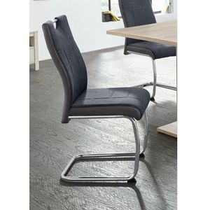 Alina, set van 2 schommelstoelen, geweven stof, antraciet-zwart, metalen frame chroom, rugleuning met handvat