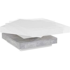 Apollo Andy Salontafel, woonkamertafel, vierkant, houtmateriaal, tafelblad draaibaar 360°, wit/beton, 67 x 67 x 35 cm