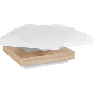 Apollo Salontafel woonkamertafel Andy, vierkant, houtmateriaal, tafelblad draaibaar 360°, wit/sonoma eiken, 67x67x35cm