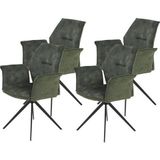 Apollo Armleunstoel, stoel Susanne, microvezel velvert + geweven stof groen, metalen frame zwart, 360° draaibaar, armleuning, per stuk verpakt