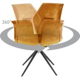 Apollo Armleuningstoel Susanne, microvezel fluweel + geweven stof goud, metalen frame zwart, 360° draaibaar, armleuning, per stuk verpakt