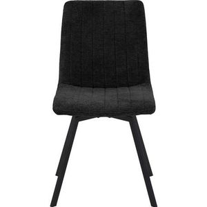 Eetkamerstoel - Antraciet - Polyester - Zwart Frame