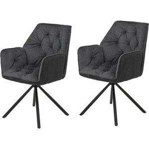 Apollo Inge Set van 2 eetkamerstoelen, draaistoel, armleuningstoel, keukenstoel, buiten, breedkoord, binnen microvezel, koper