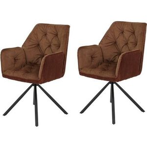 Apollo Inge 2-delige set eetkamerstoelen, draaistoel, armleuningstoel, keukenstoel, buiten, breedkoord, binnen microvezel, antraciet