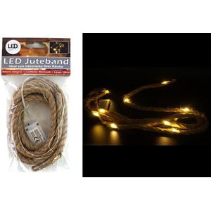 Touwverlichting - jute - 10 LED lampjes - warm wit - 150 cm - lichtsnoer