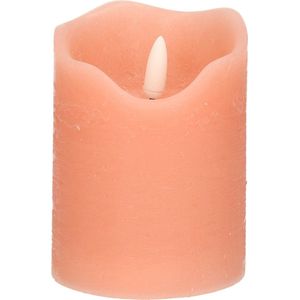 Stern Fabrik LED kaars/stompkaars - roze - D7,5 x H10 cm - timer - 3D vlam