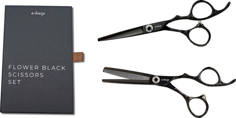 E-Kwip - Flower Set - Kappersscharen - Zwart - Japans Staal