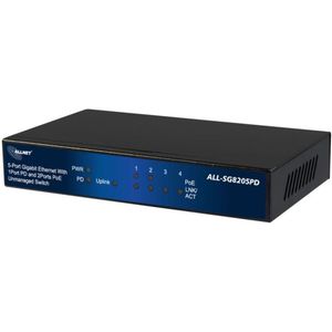 Allnet - ALL-SG8205PD - Switch - Zwart - 4-poorts Gigabit Ethernet met PoE