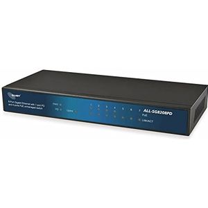 Allnet - ALL-SG8208PD - Netwerkschakelaar - Zwart - 8x RJ45 Gigabit Poorten