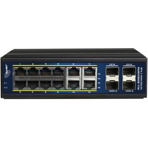 Allnet Beheerde L2+/L3 industriële 16-poorts Gigabit / 12x PoE / 4x SFP / Ventilatorloos / DIN / IP40 (16 ports), Netwerkschakelaar, Zwart