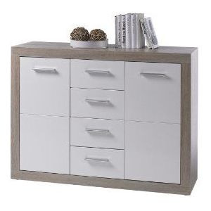 Stella Trading Can Can Commode 2 deuren, 4 schuifladen 117 x 88 x 37 cm Sonoma-wit