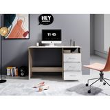 EMOB - Adriano - Bureau - Eik/Wit - 3 Lades, Spaanplaat