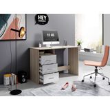 EMOB - Adriano - Bureau - Eik/Wit - 3 Lades, Spaanplaat