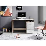 EMOB - Adriano - Bureau - Eik/Wit - 3 Lades, Spaanplaat