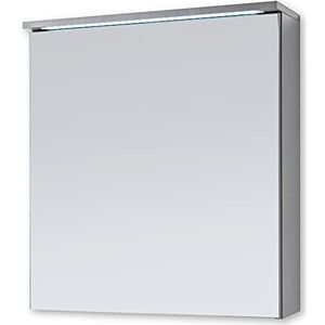 Froschkönig24 TWO Spiegelkast met ledverlichting in titanium/wit, badkamerspiegelkast met veel opbergruimte, houtmateriaal, 60 x 68 x 22,5 cm