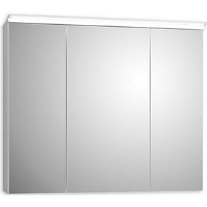 Four Spiegelkast badkamer met LED-verlichting in wit - badkamerspiegelkast met veel opbergruimte - 80 x 68 x 23 cm (B x H x D)