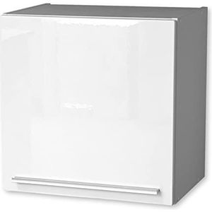 Stella Trading Moderne hangkast keuken met klapdeur in wit - ruime keukenkast met veel opbergruimte - 50 x 50 x 34,6 cm (B/H/D)