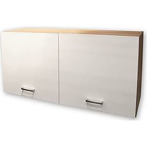 ANDY moderne hangkast keuken 2-deurs in eiken Sonoma look, wit mat - ruime keukenkast met veel opbergruimte - 100 x 50 x 31 cm (b x h x d)