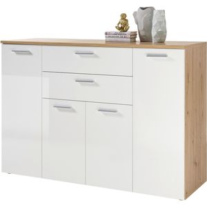 HBZ Kommode »Pablo weiß Glanz, BxHxT 152x106x50 cm«, Kommode mit 4 Türen, 2 Schubkästen, 5 Einlegeböden verstellbar