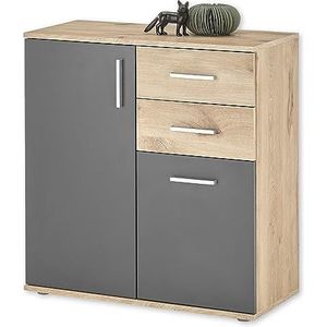 Kommode Viking Oak - grau 80 x 84 cm 2 Schubladen - BOBBY