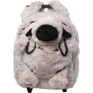 Inware Rugzaktrolley kinderkoffer - pluche schaap knuffel - kunststof/polyester - 35 x 25 x 13 cm