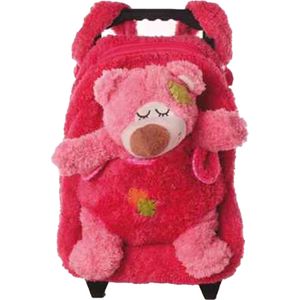 Rugzaktrolley kinderkoffer - pluche beer knuffel - kunststof/polyester - 35 x 25 x 13 cm