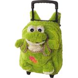 Inware Rugzaktrolley kinderkoffer - pluche kikker knuffel - kunststof/polyester - 35 x 25 x 13 cm