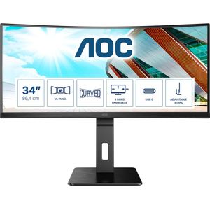 AOC CU34P2C - 34 Zoll WQHD Curved Monitor (3440x1440, 100 Hz, HDMI, DisplayPort, USB-C, USB Hub) schwarz