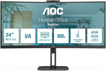 AOC V5 CU34V5CW LED display 86,4 cm (34") 3440 x 1440 Pixels Wide Quad HD Zwart