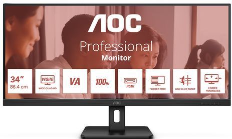 AOC U34E2M computer monitor 86,4 cm (34") 3440 x 1440 Pixels Wide Quad HD Zwart