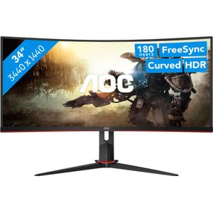 AOC CU34G2XP - Ultrawide Gaming Monitor - HDR400 - USB-hub - 180hz - 34 inch