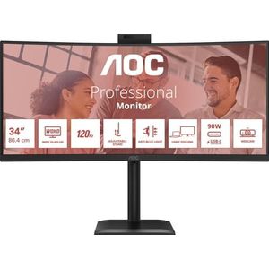 AOC - CU34E4CW - Monitor - 34 inch - 3440 x 1440 pixels - VA - 21:9 - 120 Hz