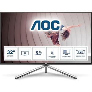 AOC Monitor U32U1 (3840 x 2160 Pixels, 31.50""), Monitor, Zilver, Zwart