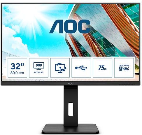AOC P2 U32P2 computer monitor 80 cm (31.5") 3840 x 2160 Pixels 4K Ultra HD LED Zwart