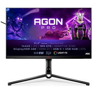 AOC AGON Pro AG324UX Gaming Monitor UHD 32"" 144Hz, 1ms, HDR400, FreeSync Premium (3840 x 2460, HDMI 2.1, DisplayPort, USB-C, USB-hub) zwart