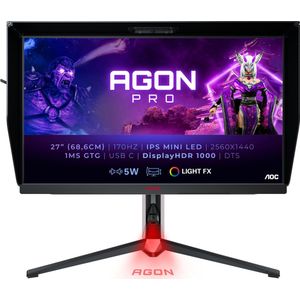 AOC Agon AG274QXM (2560 x 1440 pixels, 27""), Monitor, Rood, Zwart