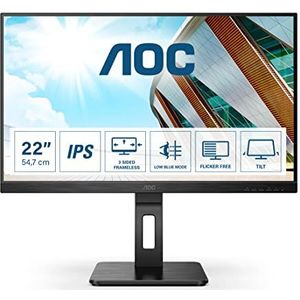 AOC 22P2DU - 22"" FHD-monitor in hoogte verstelbaar (1920x1080, 75Hz, VGA, DVI, HDMI, USB-hub, zwart)