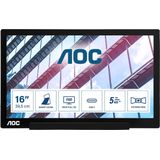 AOC 01 Series I1601P computer monitor 39,6 cm (15.6) 1920 x 1080 Pixels Full HD LED Zilver, Zwart
