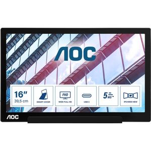AOC I1601P - 16 Zoll tragbarer FHD USB-C Monitor, AutoPivot (1920x1080, 60 Hertz, USB-C) schwarz