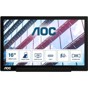 AOC 01 Series I1601P computer monitor 39,6 cm (15.6) 1920 x 1080 Pixels Full HD LED Zilver, Zwart